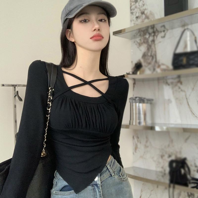 

Облегающие топы с квадратным воротником, лоскутный пуловер для женщин, женская уличная одежда, однотонные пуловеры с оборками One Size