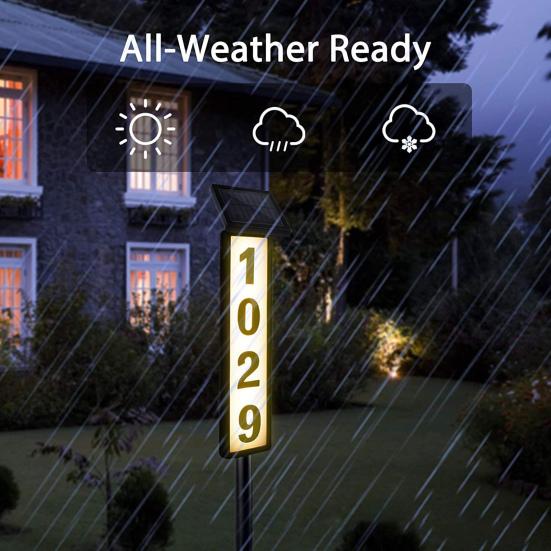 Solar Adresseskilt Opplyst Adresse Plaque Vanntett Automatisk Lading Enkel installasjon Opplyst LED-adressenummer