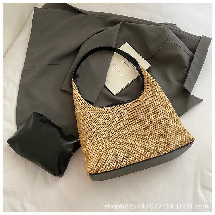 Summer large-capacity woven underarm bag women's 2025 new casual fashion straw bag seaside vacation shoulder bag