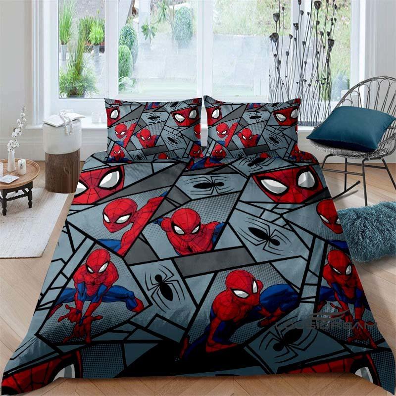 Spider-Man 3D printed duvet cover and pillowcase bedding set, available for single, double, king, and queen beds, suitable for