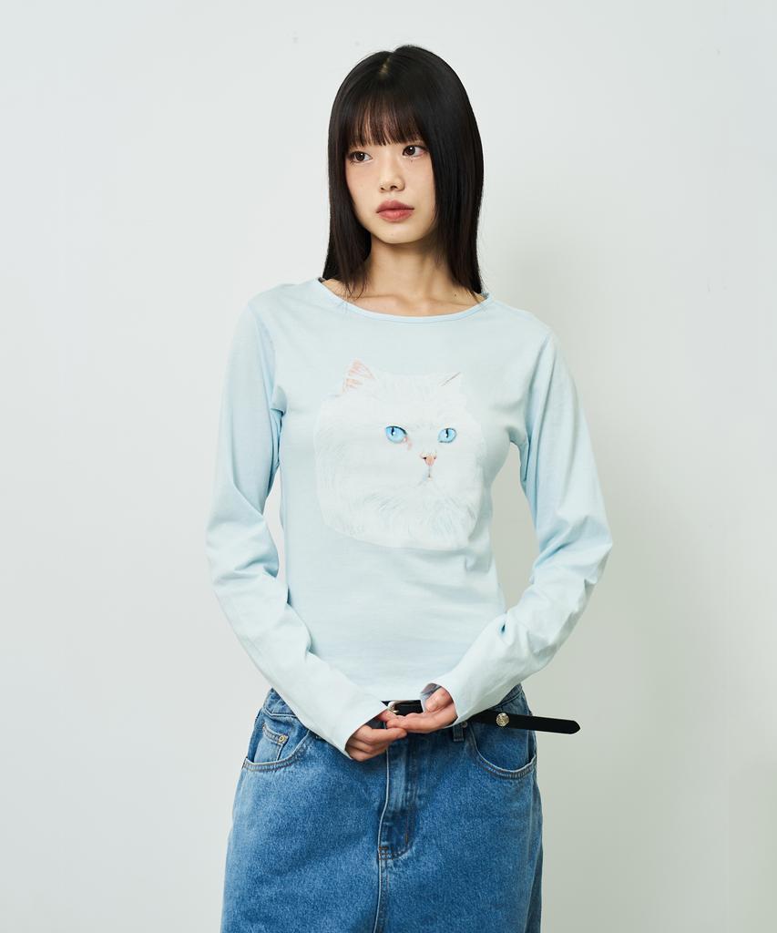 CHANCECHANCE Cat Printed Woman Longsleeve T-Shirt