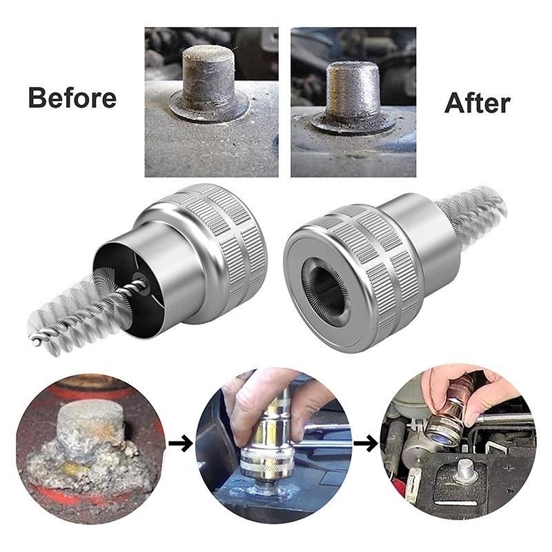 Car Wash Cleaning Battery Wire Brush Car Battery Post Terminal Cleaner Dirt Corrosion Brush Hand Clean Tool Car Detailing Brush