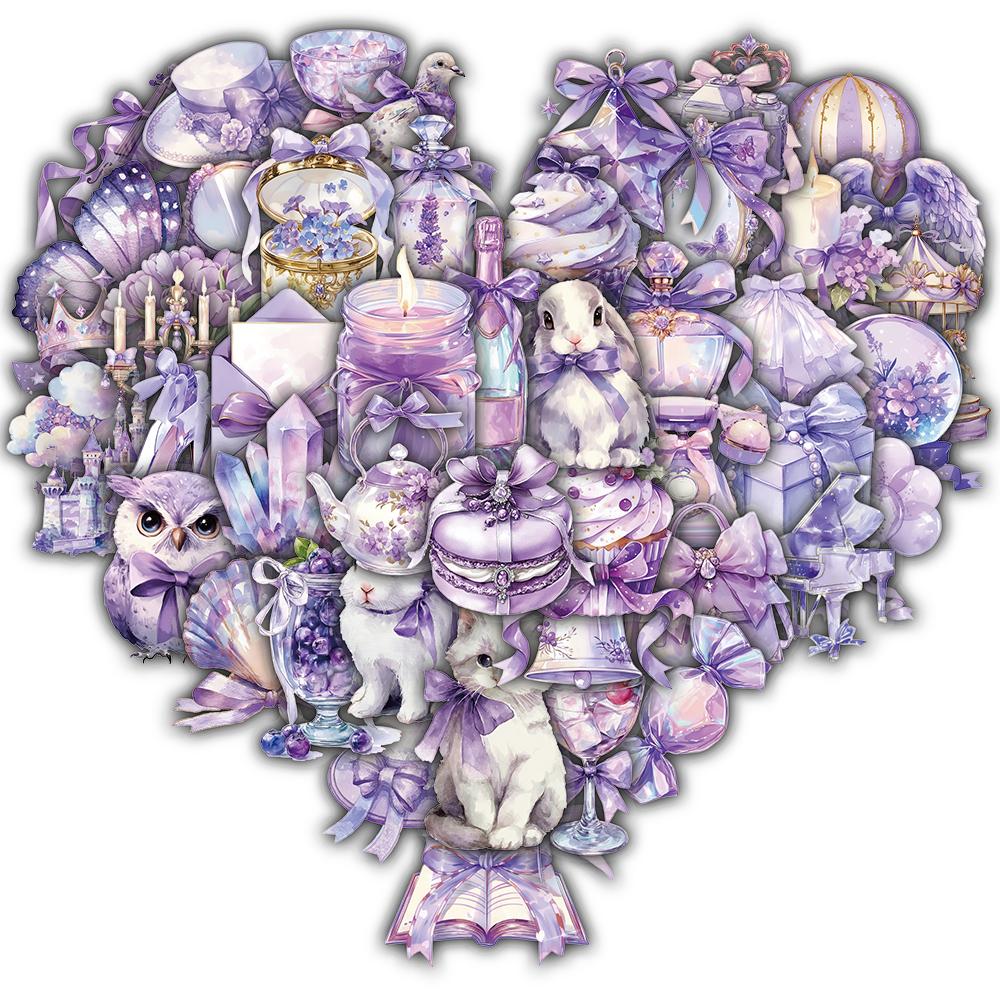 

50PCS Purple Dream Sticker Creative Harajuku Aesthetic Bicycle Graffiti Cartoon Phone Stationery Cafe Bicycle Decoration Sticker