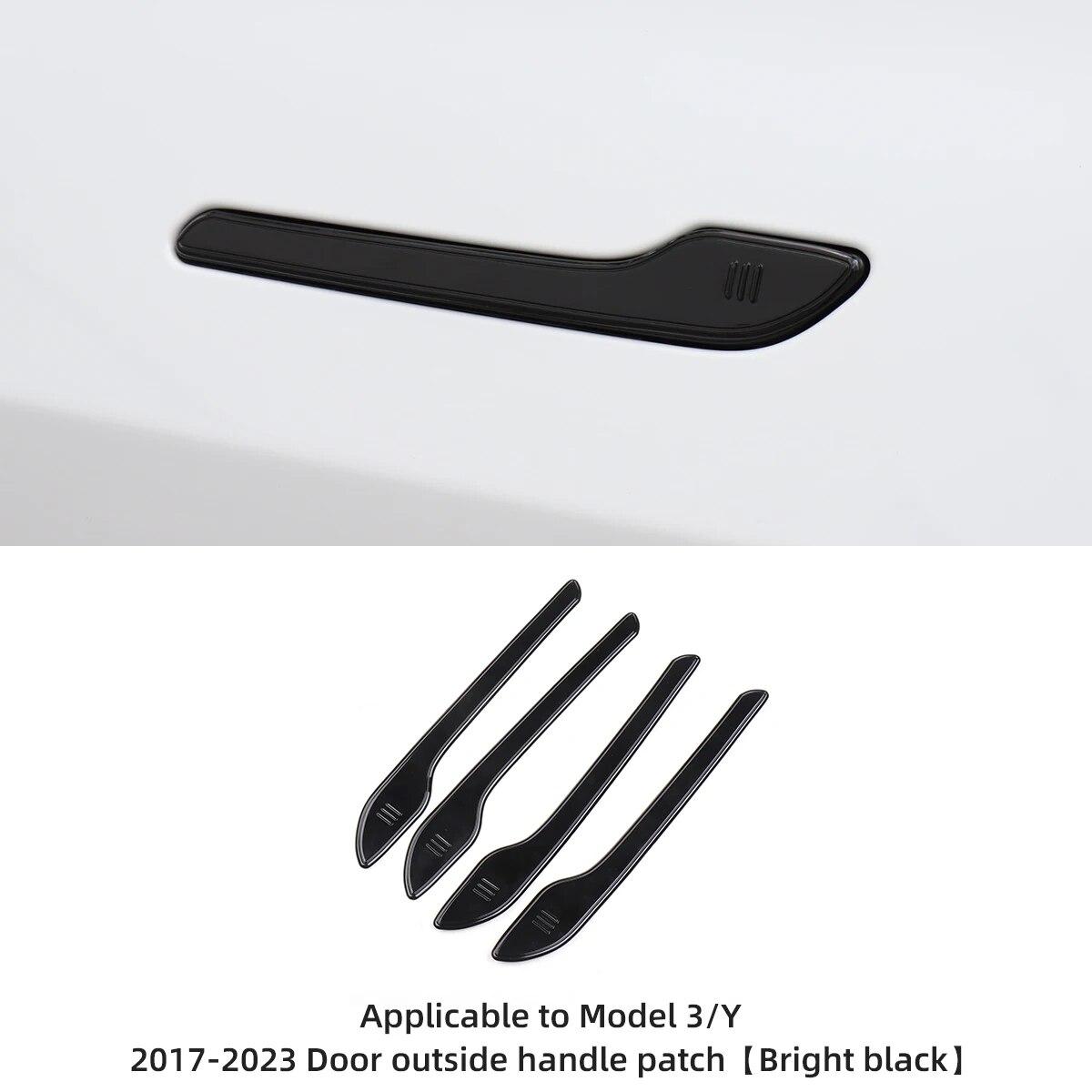 LUCKEASY для Tesla Model 3 YS 2016-2023, автомобильные аксессуары, нашивка на дверную ручку, ABS, декоративные наклейки на дверную ручку M3-DE17BLACK