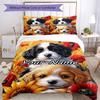3pcs Custom Name Puppies Amidst Vibrant Blooms. Bedding Set Printed Bedding Set Duvet Cover Closure Includes 1 Duvet Cover & 2 Pillowcases Bedroom Dec
