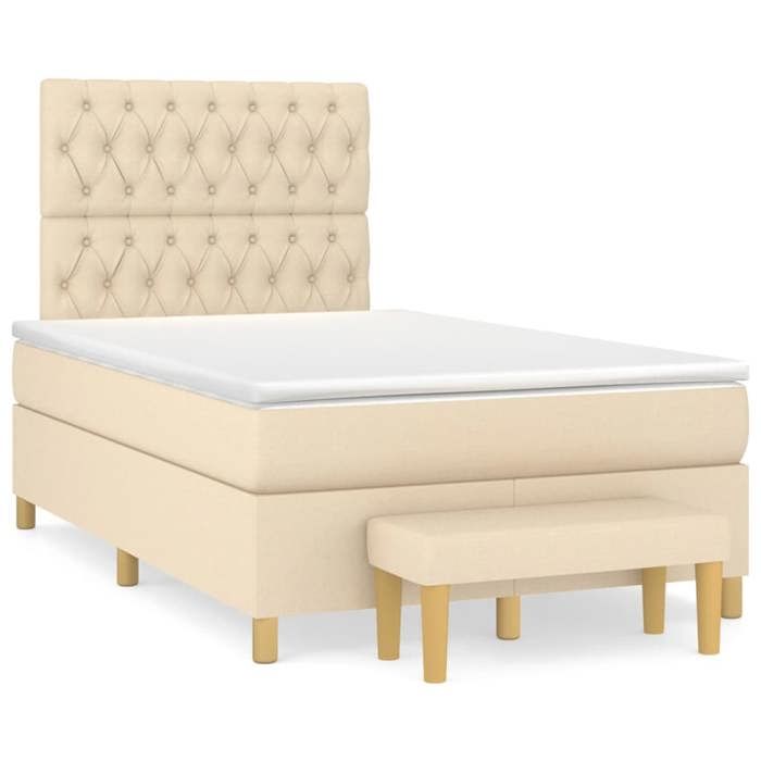 Maison Exclusive - Sommier à lattes de lit avec matelas Crème 120x200 cm Tissu