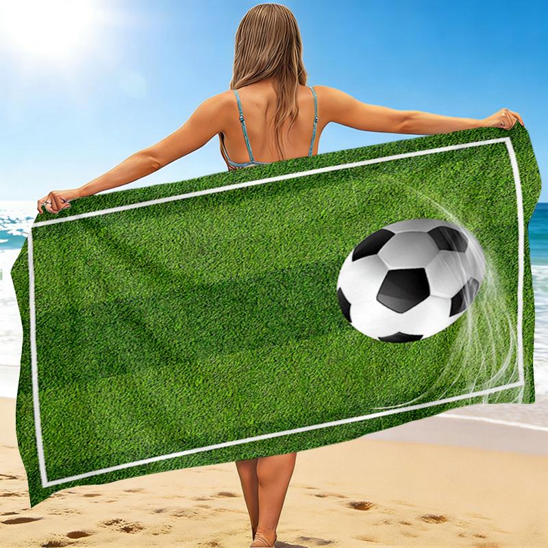 1Pc Soccer Ball Grass Field Beach Towel, Quick Dry, Multi-Use for Beach Pool Gym Yoga Home Travel, Christmas, Halloween, Xmas Gift M928104