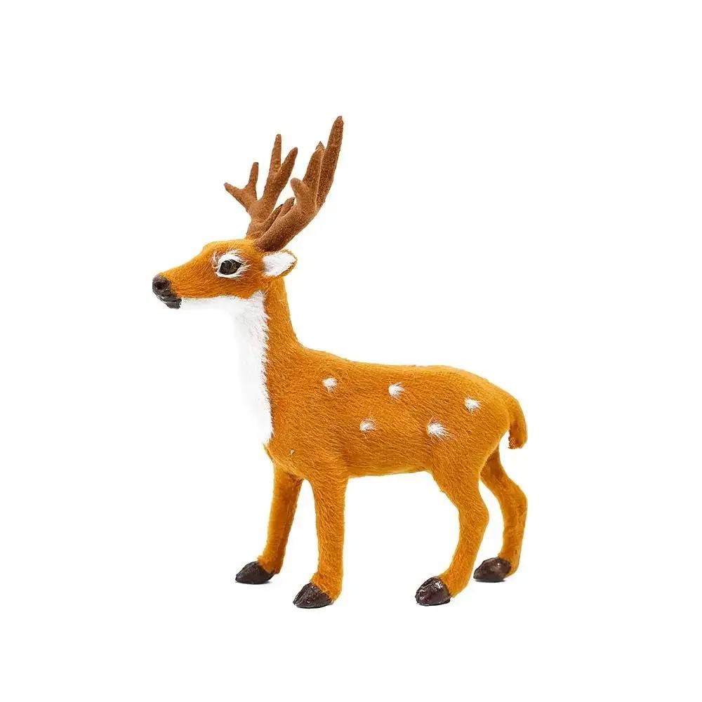 Craft Handmade Desktop Model New Year Xmas Reindeer Ornament Miniature Figurine Simulation Deer Christmas Decoration