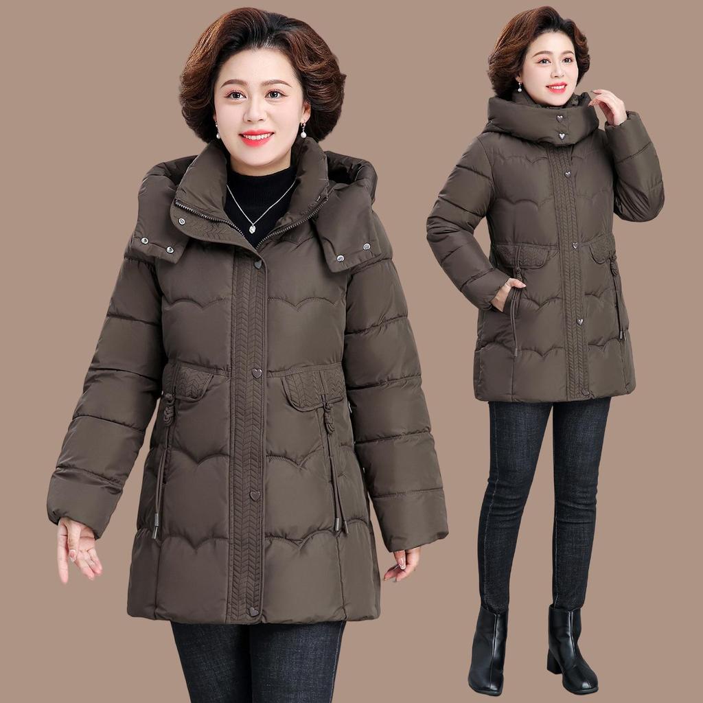 2025 Mid-Length Cotton Padded Jacket: Warm Winter Coat for Middle-Aged & Elderly Women