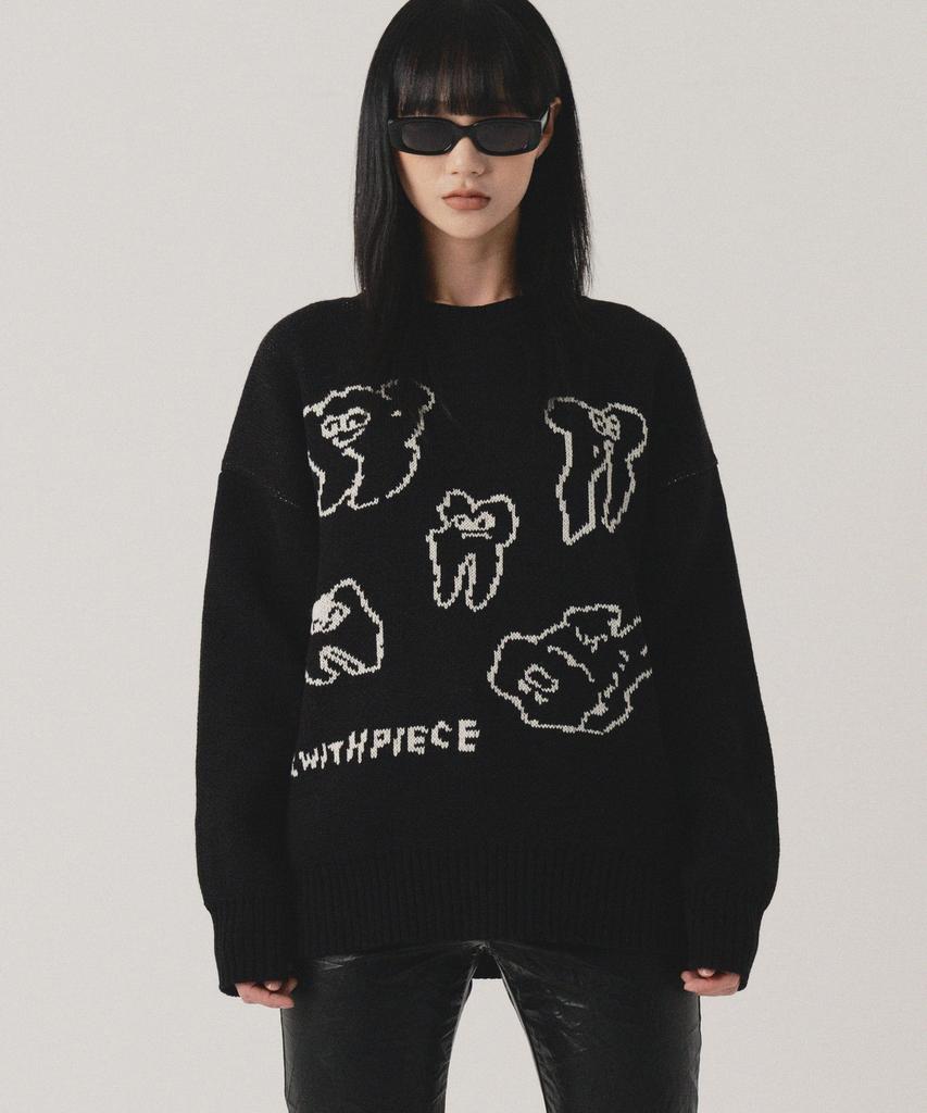 PEACE MAKER Teeth Knit Sweater (Black)