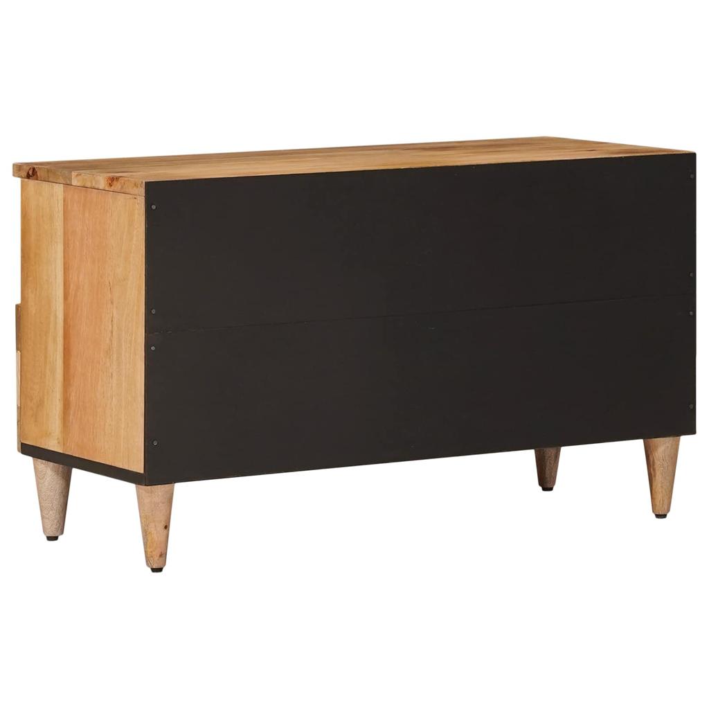 TV Cabinet with Shelf Natural Finish 80 X 33 X 46 Cm Solid Mango Wood