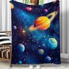 Galaxy Planets Space Universe Fleece Blanket Cosmic Design Throw Blanket Astronomy Art Soft Cozy Bedding Decor for Kids Teens