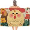 Cute Rooster Chickens Beach Towel Oversized Beach Blanket Waterproof Sandproof Pool Towels Quick Drying Outdoor TravelSummer