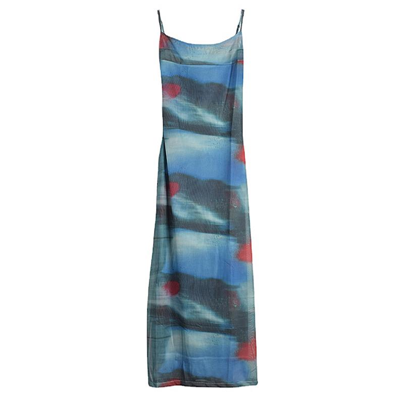 

XITAO модное сексуальное женское тонкое платье-комбинация с принтом LYD1394 One Size синий