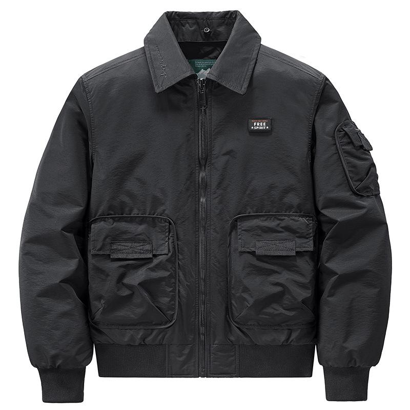 Zimní pánská bunda s více kapsami Zesílená pánská bunda Nadměrná velikost bunda Pánská