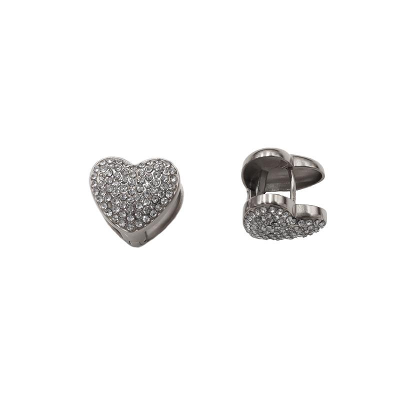 

Niche Light Luxury Geometric Diamond-Encrusted Love Popular Stud Earrings Girls Fashion Versatile Titanium Steel Ear Buckle Retro