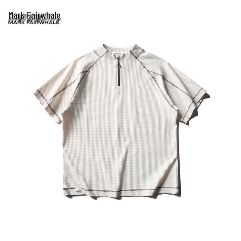 MARK FAIRWHALE Men s Waffle Knit Half-Zip Short Sleeve T-Shirt 3XL