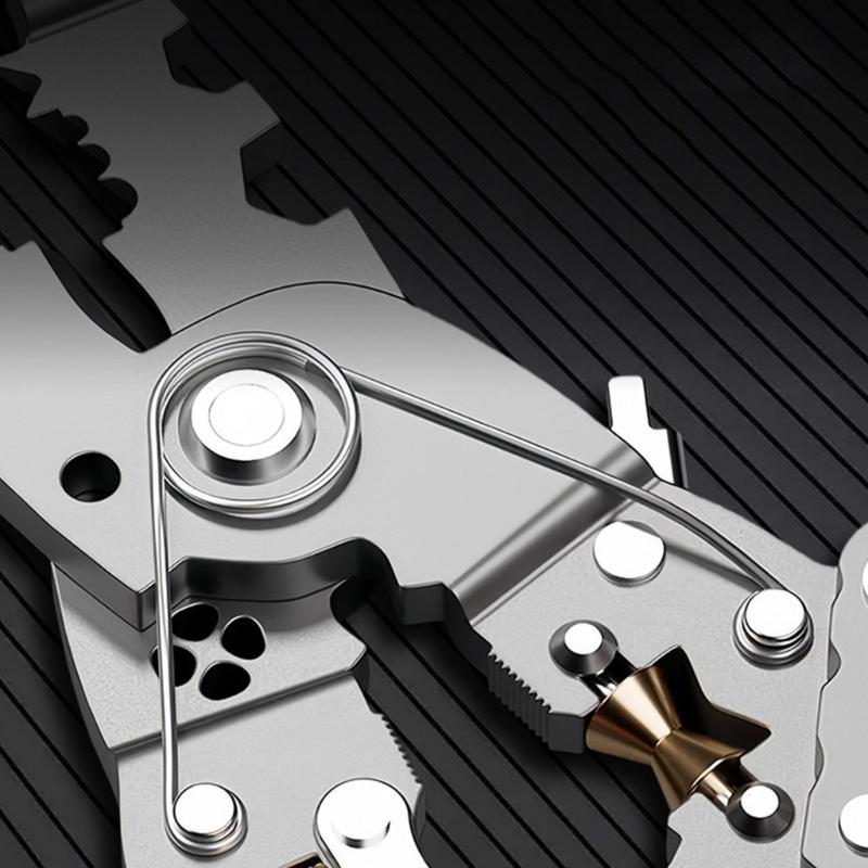 Professional 12 Function Collapsible Wire Stripping Tool With Crimping Cutting And Safety Lock Wire Crimper