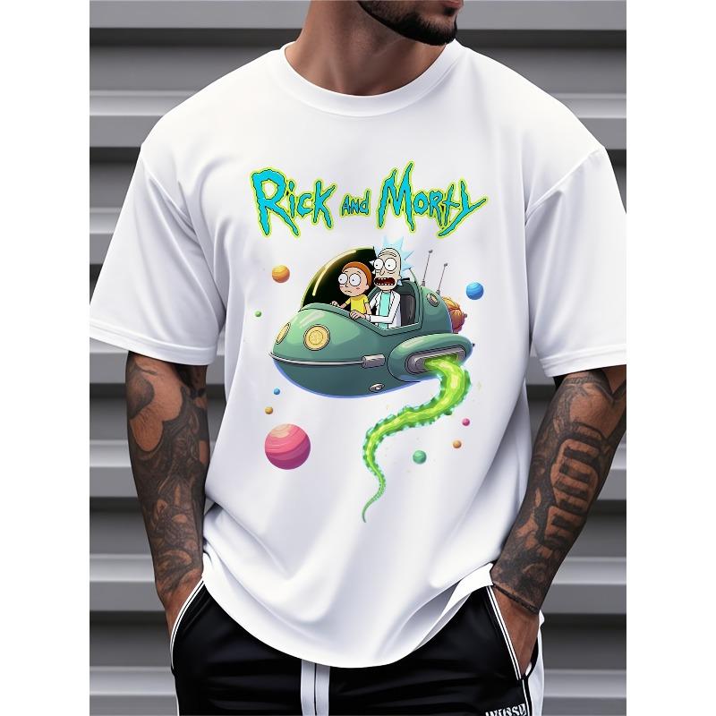 Европейские размеры Мужская футболка Rick and Morty Рик и Морти с принтом Рика, Летняя рубашка с коротким рукавом Perry Maze & Iconic - Повседневная свободного кроя S белый