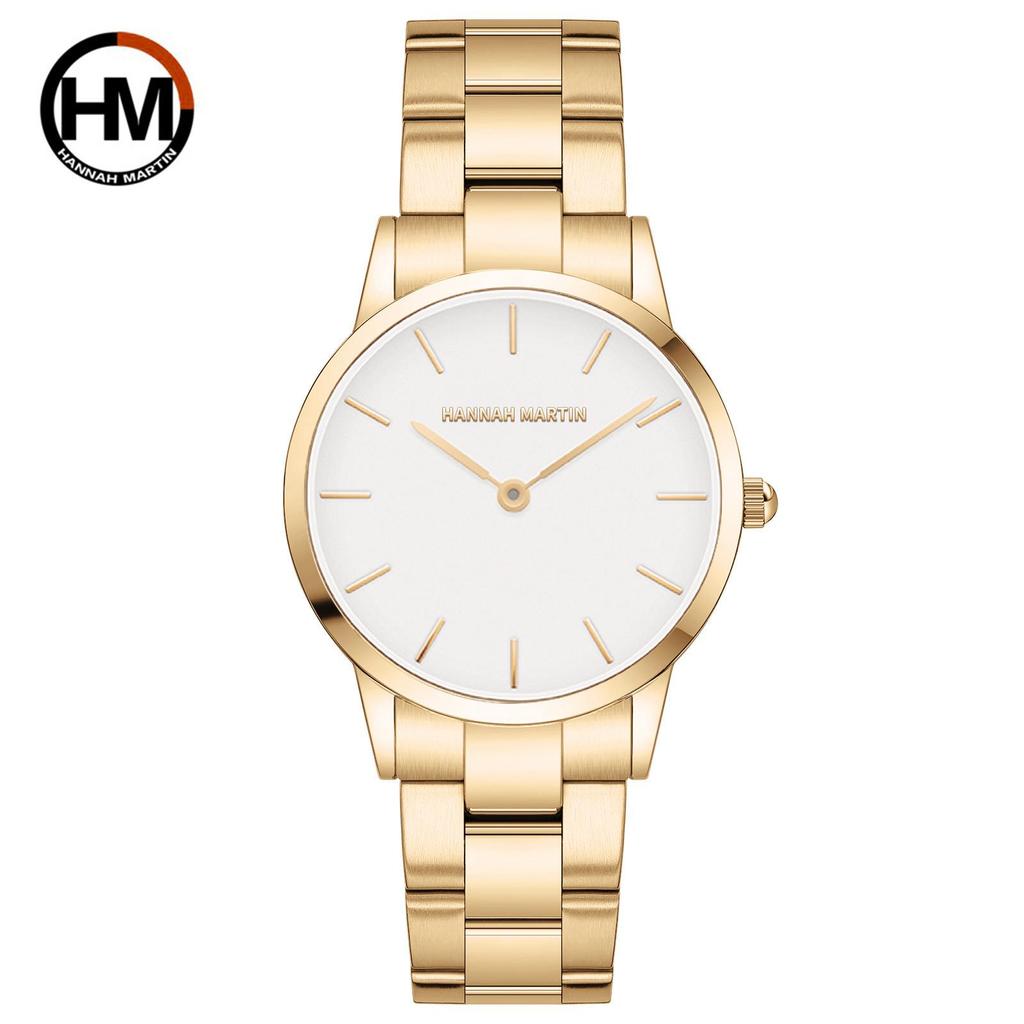 Hannah Martin Women's Waterproof Rose Gold Watch with Japanese Movement and Steel Band