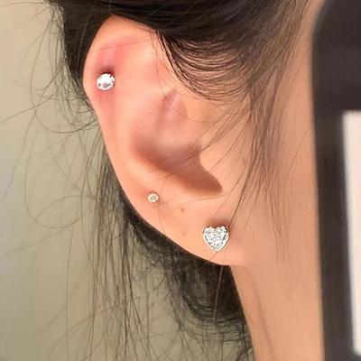 1Pair Heart Earring For Women Ear Bone Nail Cartilage Earring Spiral Stud Earring Body Jewelry Gifts