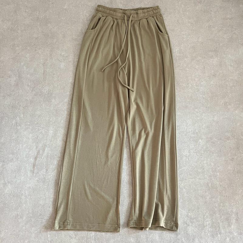 Šedé hedvábné široké kalhoty s vysokým pasem pro ženy - Slim Fit, Odolné proti komárům, Chladivé a splývavé, Ideální pro jaro, léto a podzim
