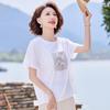 Pastel Women's Floral Print Cotton Stretch Short-Sleeve Top