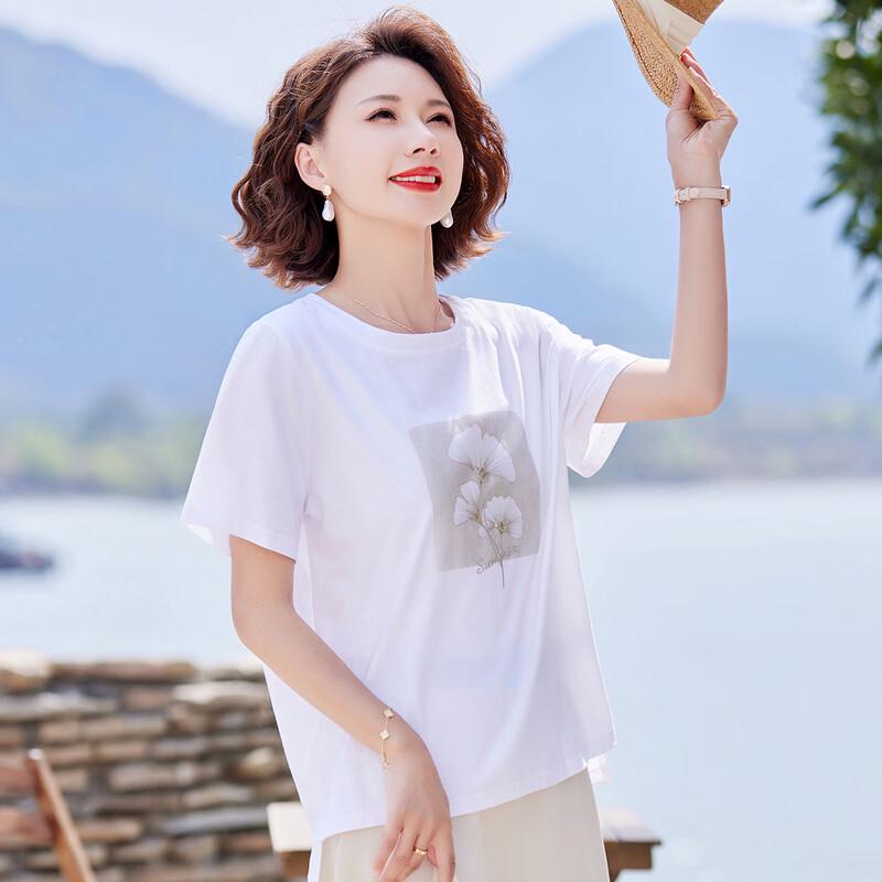 Pastel Women's Floral Print Cotton Stretch Short-Sleeve Top
