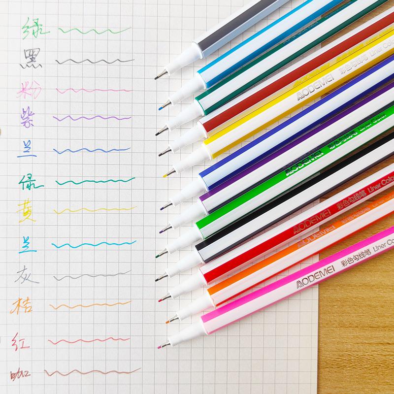 12 Classic Color Fine Liner Pens for Students – Ideal for Painting, Writing, Journaling & Doodling with Hexagonal Barrel Design