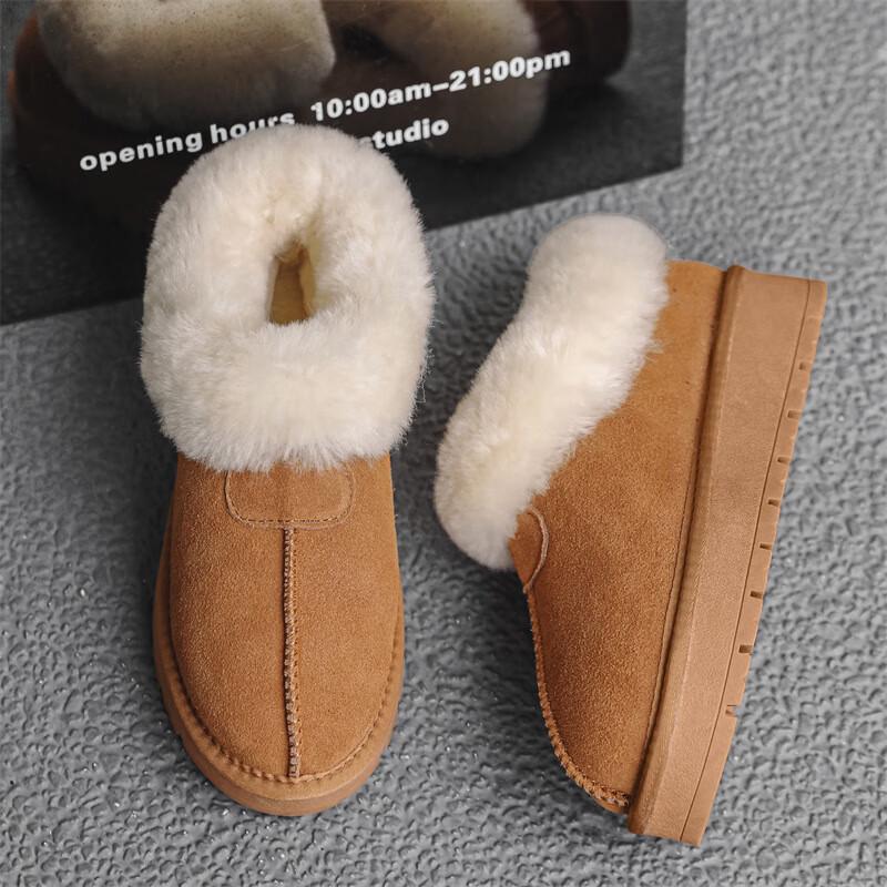 Shenbaolai Women s Sheepskin-Lined Snow Boots