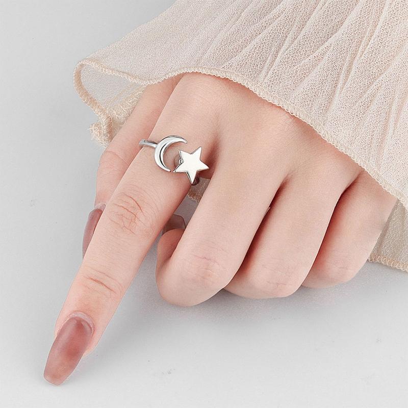 Gold Silver Ring Anti Anxiety Fidget Ring Anxiety Ring Star Moon Spinning Stress Relief Ring Spinner Meditation Ring