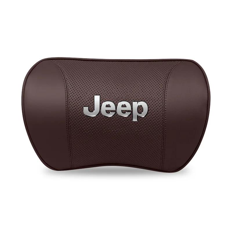 Per Auto Jeep Supporto Lombare Cuscino Vita in Pelle per Poggiatesta Sedile Per Jeep Grand Cherokee Wrangler JK Gladiator Compass Rene