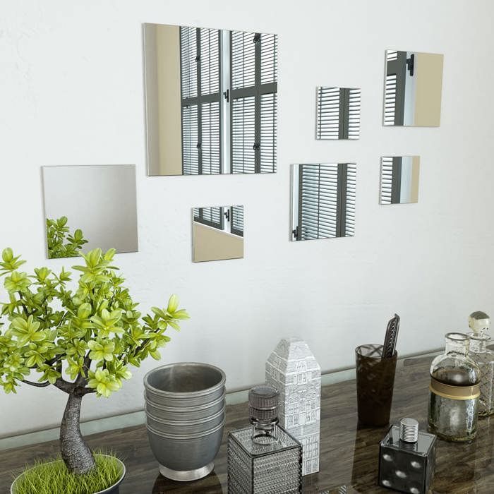 Maison Exclusive - Ensemble de miroirs muraux carrés 7 pcs Verre