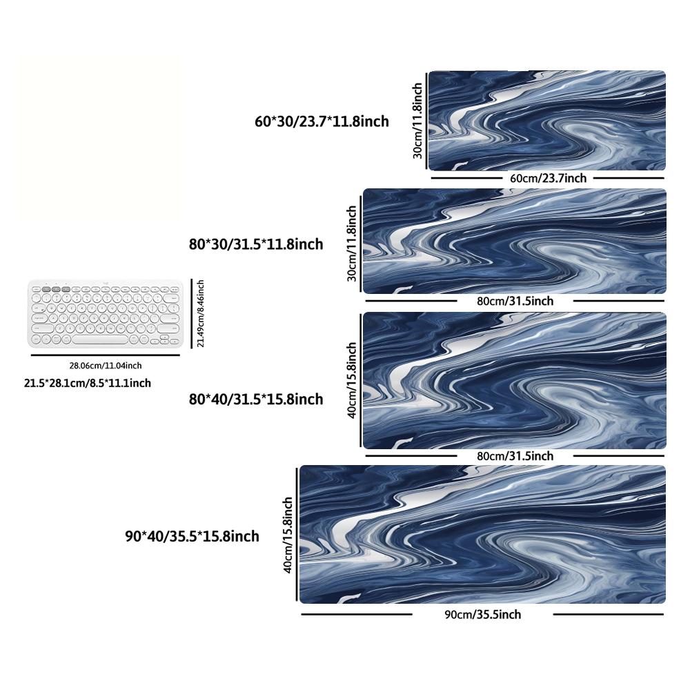 Large Black Marble Swirl XXL Mousepad Abstract Liquid Texture Deskmat Non-Slip Rubber Gaming Pc Keyboard Desk Gamer Mats
