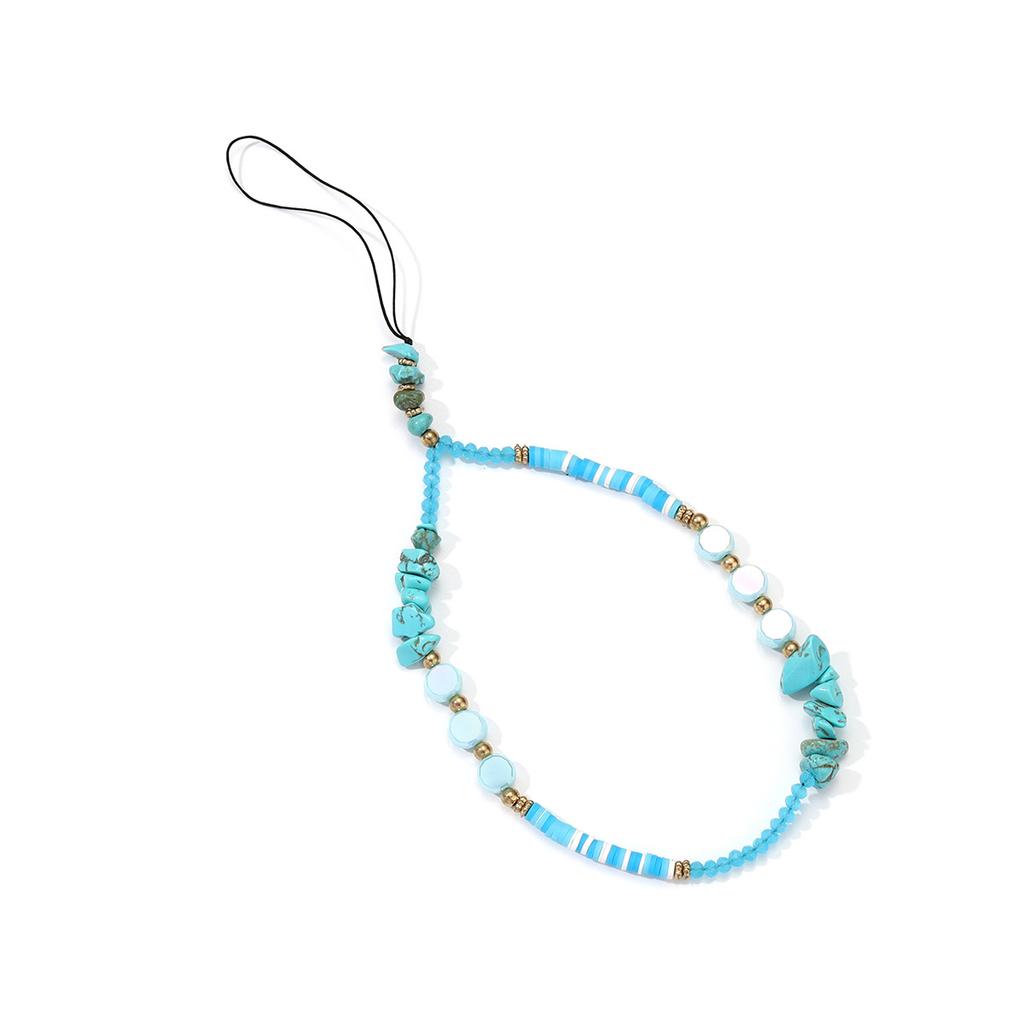 Fashion Handmade Color Crystal Stone Soft Pottery Sheet Beaded Mobile Phone Chain Wrist Anti-Loss Pendant Pendant Wholesale