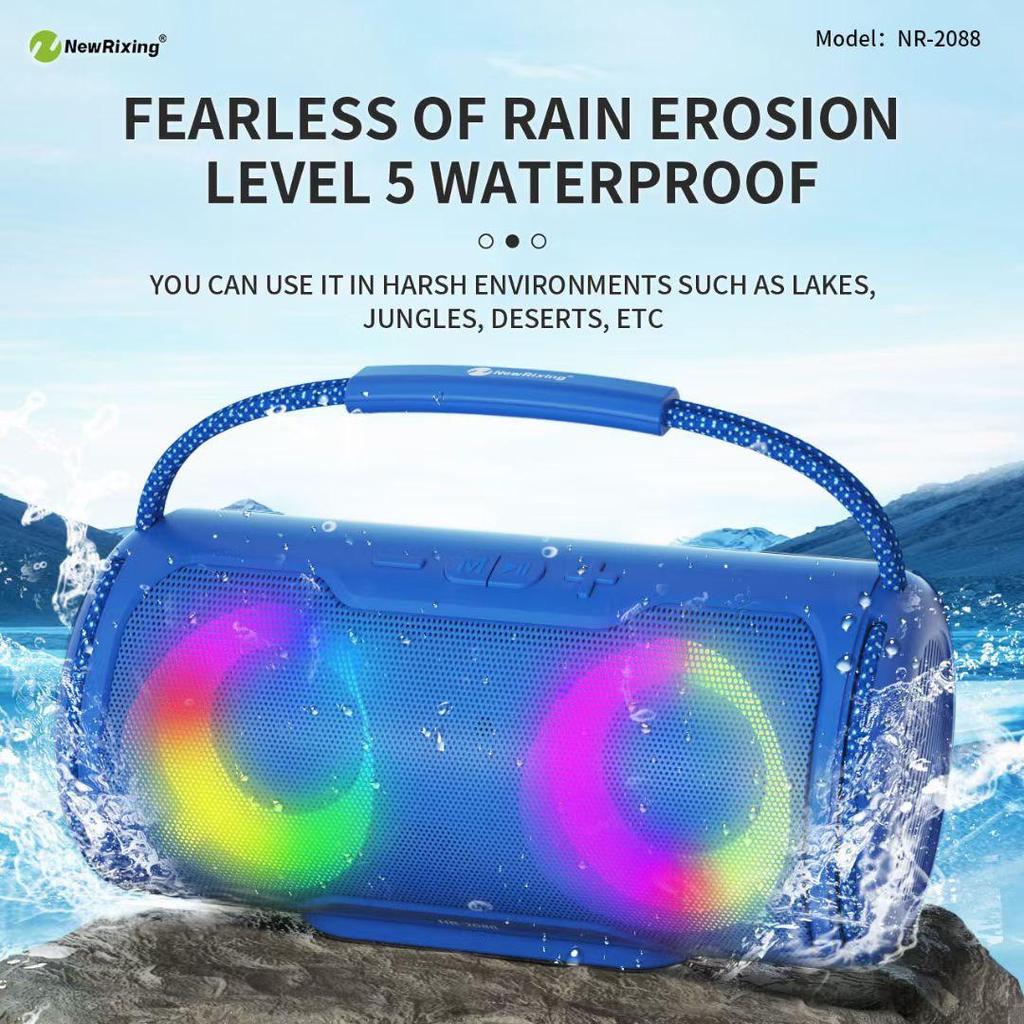Bluetooth Outdoor Speaker with Lights NR2088 - Portable Wireless Speaker with Subwoofer
