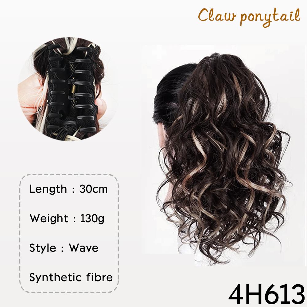 Synthetic Drawstring Ponytail Short Wavy Curly Ponytail Clip In Hair Extensions Natural Looking For Women Daily Use