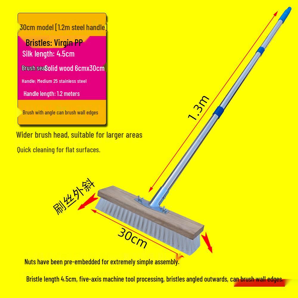 Long-Handled Stiff-Bristled PP Floor Scrubbing Brush for Kitchen, Bathroom, Outdoor, and Cement