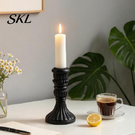 Elegant Candle Holder Vintage Taper Holder, Nostalgic Resin Candlestick Decorative Soft Decoration Accessories Stand for Wedding Party Dinning