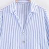 European and American style, striped single-breasted lapel collar long-sleeved loose shirt 8351023