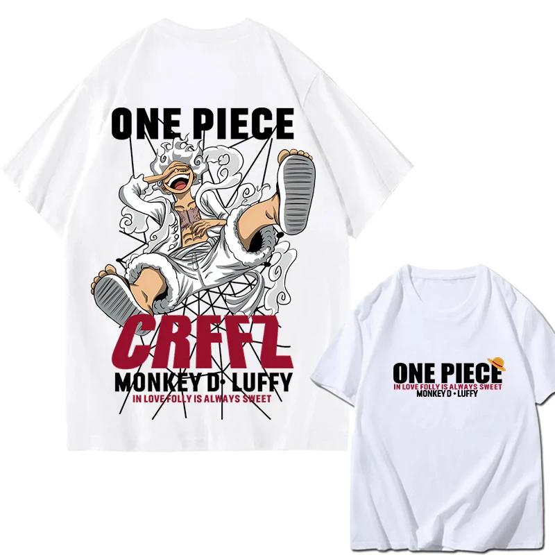 ONE PIECE Zoro Luffy Gear 5 Printed Loose Short-sleeved Cotton T-shirt Summer Tide Pure Cotton Unisex Parent-child Clothing