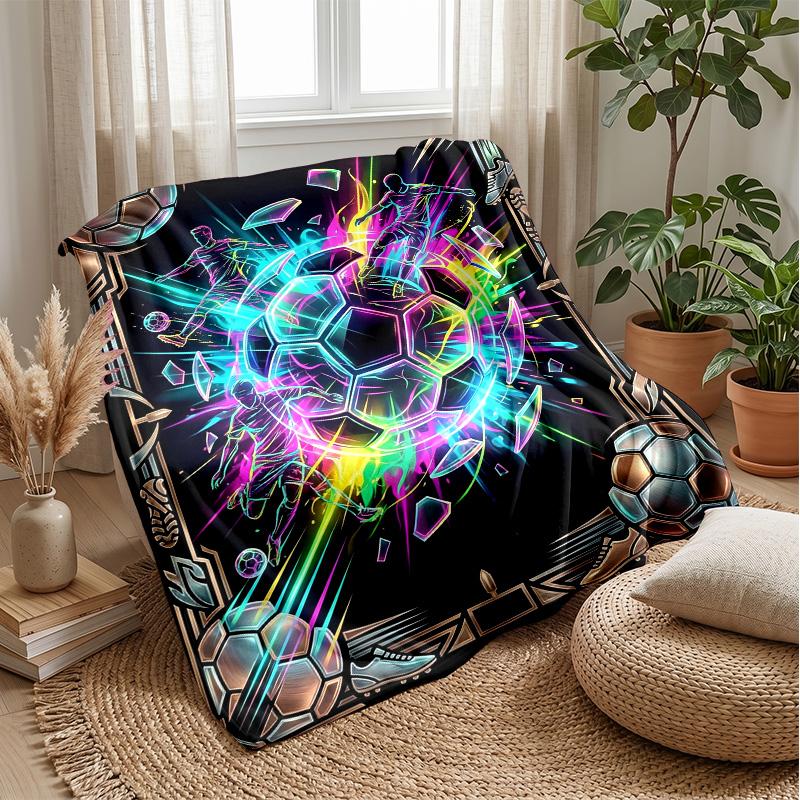 Soccer Ball Explosion 7 Theme Blanket Lightweight Warm Flannel Blanket Decorative Throw Blanket for Home Decoration