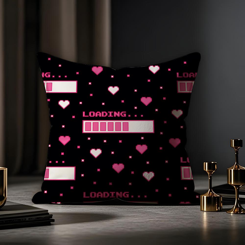 Valentine's Day Stickers X Cushion Cover Anti-dustmite Pillowcase Invisible Zipper Silky Short Plush Sofa Cushion Cover