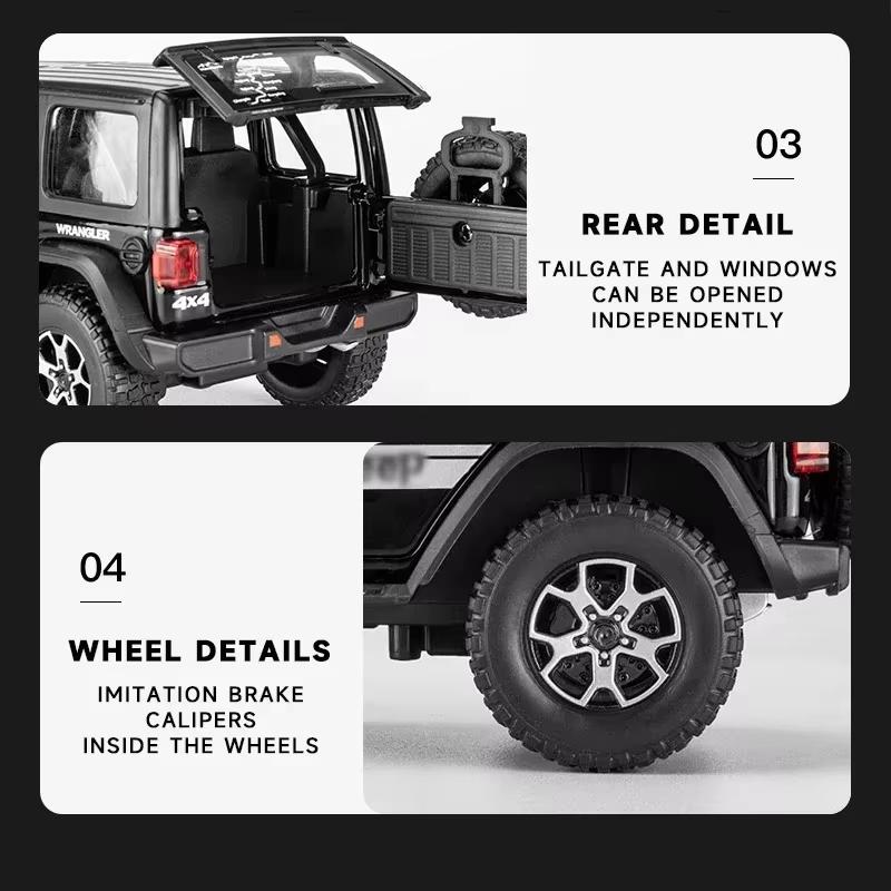 1:22 Jeeps Wrangler Rubicon Alloy Diecasts & Toy Vehicles Metal Toy Car Model Sound and light Pull back Collection Kids Toy Gift