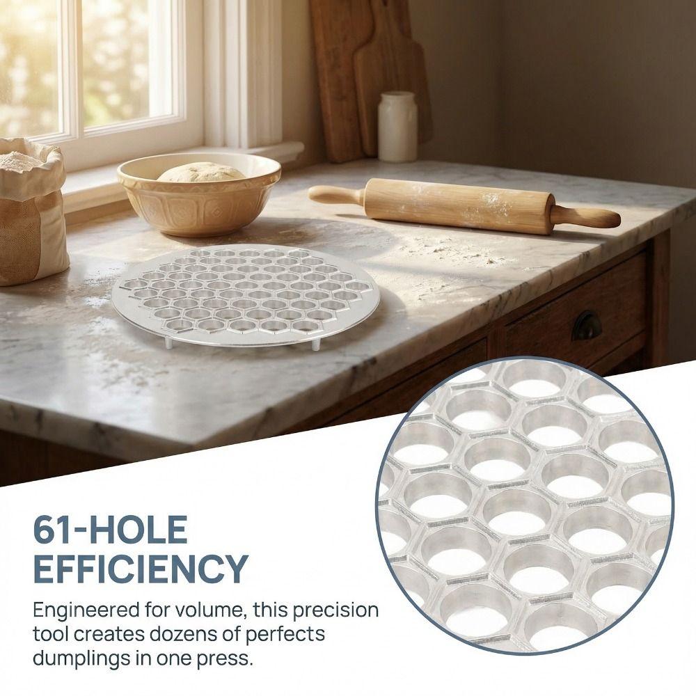 Kitchen Tool 61 Holes Dumpling Mold Dishwasher Safe Aluminum Alloy Ravioli Maker Efficient Time-saving Pelmeni Maker Potstickers