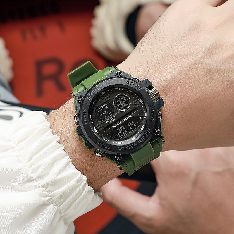 Мужские многофункциональные светящиеся наружные часы-хронограф армия зеленый