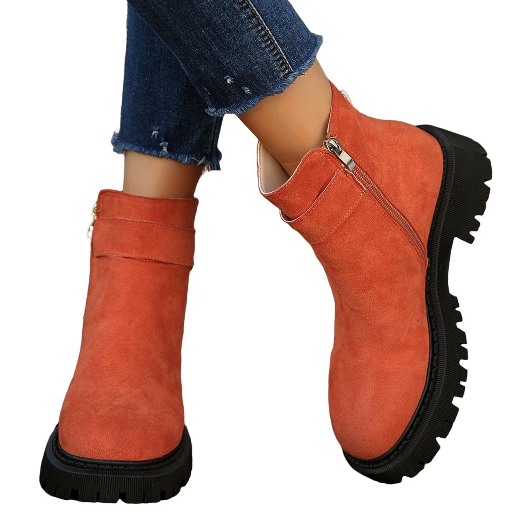 Women's Casual Side Zipper Boots - Flattering Versatile Boots for Fall and Winter