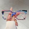 Fashion Colorful Stripe Oversize Glasses Stylish Brand Design Eyewear Personalized Square Decor Chic Frame for Women's