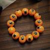 Trendy Halloween Charm Bangle Wood Beaded Bracelet Unique Skeleton Eye Blood Drops Pumpkin Design Hand Chain for Women