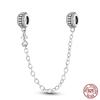 Real 925 Silver Stars & Moon Sunflower Safety Chains Spacer Beads Charms Fit Qikaola 925 Bracelets DIY Jewelry